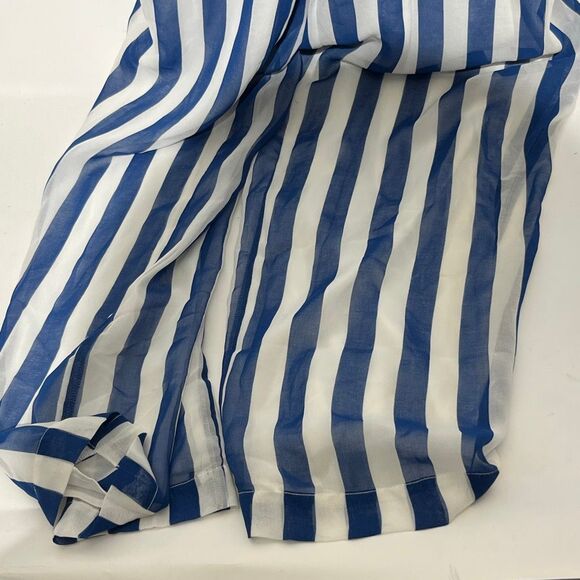 Bebe Women's Blue White Stripe Deep V-Neck Sleeveless Bandeau Jumpsuit Sz 0 NWT - Picture 4 of 10